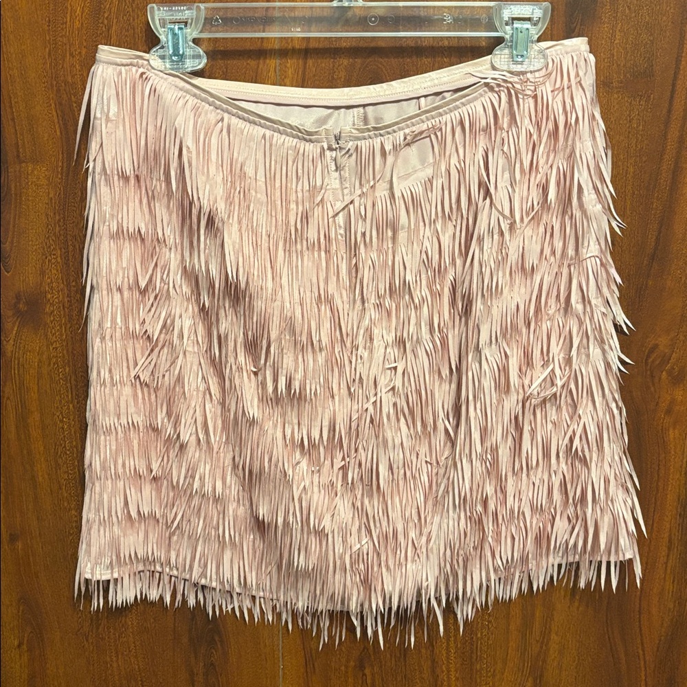 Anthropologie Mare Mare Blush Pink Fringe Mini Skirt - Picture 3 of 3
